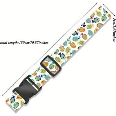 1 corde d'emballage pour valise de voyage avec une sangle fixe droite, une sangle de bagage à boucle et une sangle de fixation pour valise de voyage avec une sangle fixe Fish suitcase strap