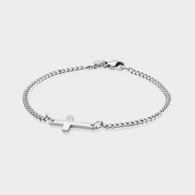 Cuban Cross Armband 3 mm - Zilveren Schakelarmband met Kruisje - 19 cm lang - Armband Heren - Olympus Jewelry