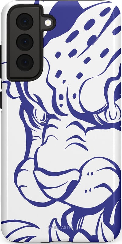Casetastic Hoesje Geschikt voor Samsung S21 FE - Stijlvolle Beschermende Duo-layer Case - Blauwe Panter Hoofd