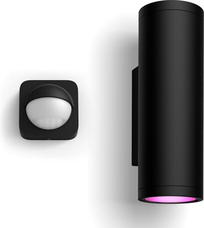 Philips Hue Appear Wandlamp voor Buiten Up en Down (Zwart) - Buitenlamp met Bewegingssensor - Wit en Gekleurd Licht - Incl. 1 Hue Bewegingssensor voor Buiten - Hue White and Color Ambiance