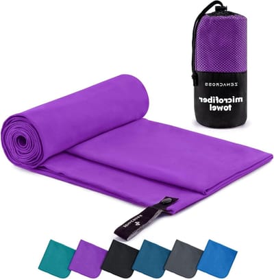 Microvezelhanddoek - Sporthanddoek - Reizen en Sport - Sneldrogend en absorberend - XXL 200x100 cm - Paars