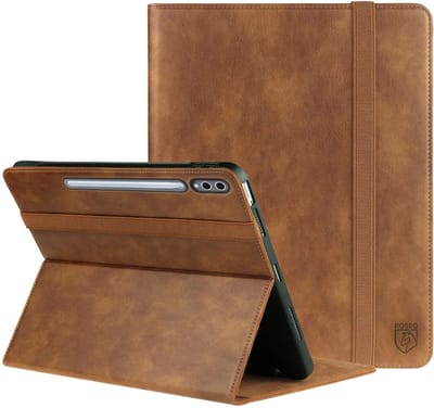 Rosso Element Hoes Geschikt voor Samsung Galaxy Tab S10 Plus | Book Case | Volledige bescherming | Elastische band | Sleep/Wake functie | Met Penhouder | Verstelbare standaard | Bruin