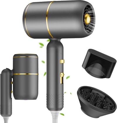 Haarföhn met ionentechnologie en AC-motor, 3 warmtestanden, 2 snelheden, diffuser en concentrator voor volumineus haar en styling