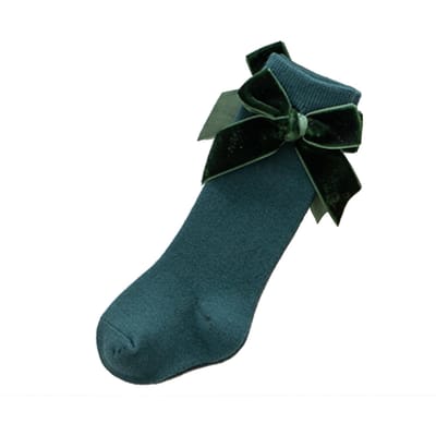 Citgeett Solide Bébé Nouveau-né Filles Garçons Chaussettes Hautes Classiques Coton Velours Nœud pour Nourrissons 0-3A 3 to 18Month black