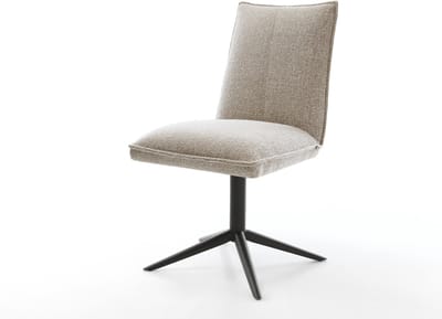 Eetkamerstoel Lelio-Flex kruispoot zwart geweven stof beige 360° draaibaar rocker-functie pocketveer kern