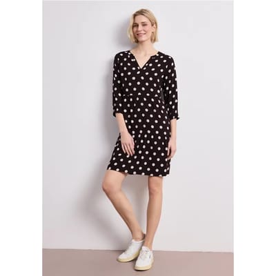 Knielange jurk met gespleten hals en print