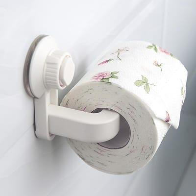 1 Stuks Zuignaprek Zelfklevende Toiletpapierhouder Keuken Rolhouder Wandmontage Toiletpapierhouder Badkameraccessoires wit