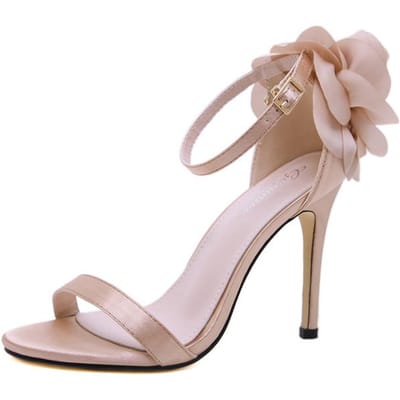 Nieuwe Sandalen met Hoge Hakken Dames Bloem Satijn 11cm Hoge Hakken Zomer Bruidsschoenen Dames Zijden Sandalen Vrouwelijke Sexy Pumps Vrouwen 39 roze