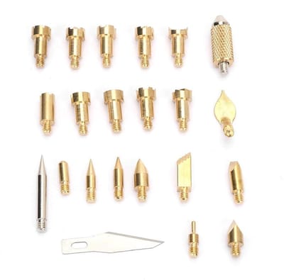 Allecto - 22pcs Messing Soldering Iron Accessoires - Perfect voor Houtbewerking - Duurzaam en Betrouwbaar - Voor Diverse Toepassingen - Inclusief