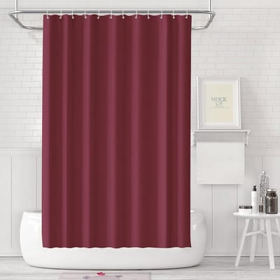 180x180 Badgordijn, Douchegordijn anti-schimmel voor in de badkamer, gordijn voor badkuip en douche uit kunststof waterdicht wasbaar, PEVA douchegordijn met 12 douchegordijnringen Donker Rood