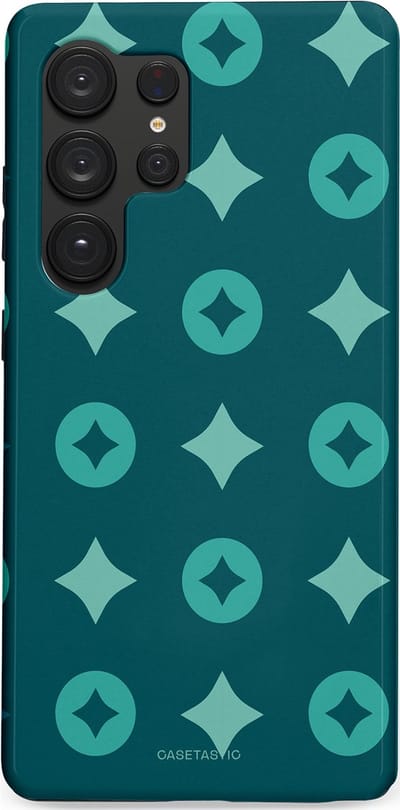 Casetastic hoesje geschikt voor Samsung Galaxy S25 Ultra - Dubbellaagse bescherming - Retro sterren - Fashion Case - Petrol