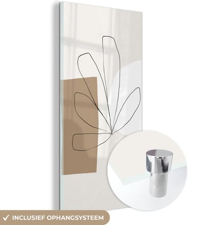 MuchoWow® Glasschilderij 60x120 cm - Schilderij acrylglas - Bloemen - Minimalisme - Pastel - Foto op glas - Schilderijen