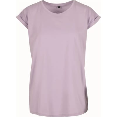Build Your Brand - Extended Shoulder Dames T-shirt - Lilac maat XS