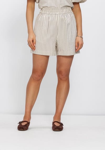 Notre-V Nv-heintina Crepe Stripe Broeken Dames - Gebroken wit - Maat L
