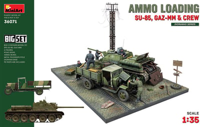 MiniArt Modelbouwpakket Diorama - 36071 Diorama Ammo Loading - SU-85 - GAZ-MM - Crew Figuren Plastic - 1:35 - Modelbouw