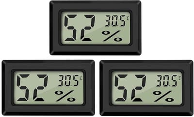 Digitale minithermometer en hygrometer met lcd-scherm, 3 stuks, meet temperatuur en luchtvochtigheid, voor koelkast, aquarium, -50°C~+70°C (3 stuks A)