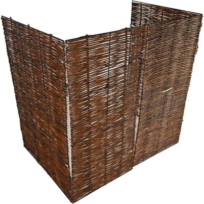 TuinChamp Kliko ombouw wilgentenen dubbel - Kliko ombouw dubbel - Containerkast - Container box voor buiten - Kliko ombouw voor 2 kliko's