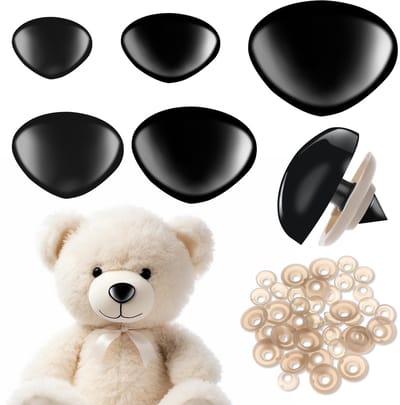 Dailygoods- Veiligheidsneuzen 25 stuks - 30/24/22/18/15 mm - Zwart met sluitringen - Kunststof - Duurzaam - Geschikt voor haakdieren en marionetten - Poppenneuzen