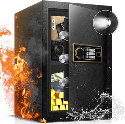 Brandwerende Kluis - Stalen Lock Box - Thuis Veiligheid - Digitaal Alarm Systeem - 65 Liter Capaciteit - Zwart
