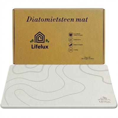 LifeLux Diatomiet Badmat Antislip Douchemat voor Badkamer 60x40 cm – Sneldrogend & Antibacterieel – Wit - Ecologische badmat 2026