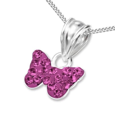 Princess Ketting Vlinder - 925 Zilver E-Coating - Dier - 9x6mm - 38cm