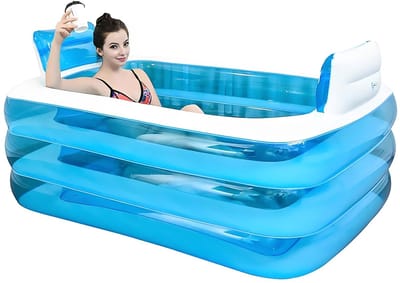 Dailygoods- Badkuip Opblaasbaar - Draagbaar Voor Volwassenen/Kinderen - Inklapbaar - Bubbelbodemontwerp - Bodemdrainage - Geschikt Voor Binnen/Buiten - Opblaasbad