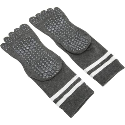 Split-teen Yogakousen Antislip Zweetabsorberend Katoen Middellang Teensokken voor Dames voor de Winter gray