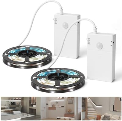 LEDstrip met Bewegingsmelder en Batterijvoeding - 2m Kastverlichting voor Keuken, Kledingkast, en Trap