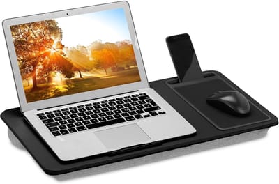 Famanu - Laptopkussen met muismat en telefoonhouder – 58x30,5 cm – werkblad – zwart