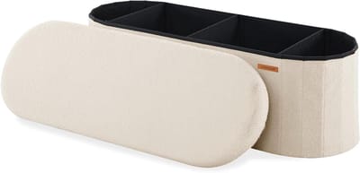 Opbergkruk met Opslag - Voetenbank Zitje - Woonkamer Entree - Inklapbaar Ontwerp - 110x38x38 cm - Beige