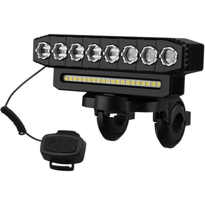 LED-fietslamp met claxon USB-oplaadbare fietskoplamp Waterdicht met 6 lichtstanden Ondersteuning 8LED & 20SMD zwart