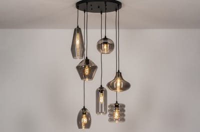 Lumidora Hanglamp 73958 - NAPELS - 7 Lichts - E27 - Zwart - Metaal - ⌀ 65 cm