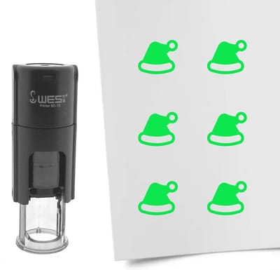 CombiCraft Stempel kerstmuts 10mm rond groene inkt - per 1 stuk