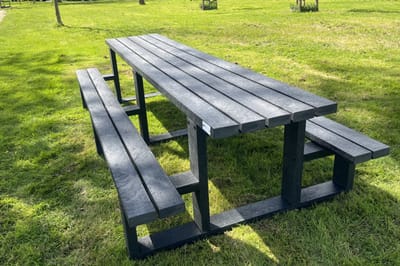 Rockwood® Picknicktafel Beuk - Zwaar Kunststof - Mineral Grey 3.60m