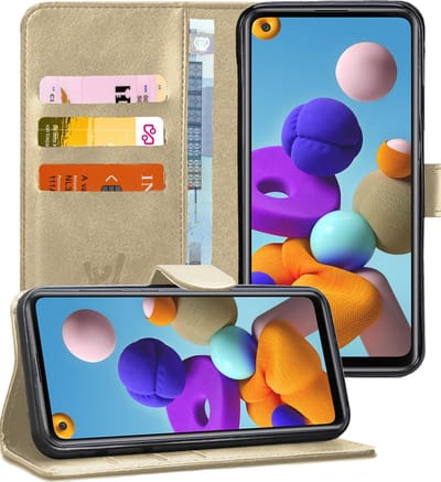 Hoesje geschikt voor Samsung A21s - Book Case Kunstleer Wallet Goud