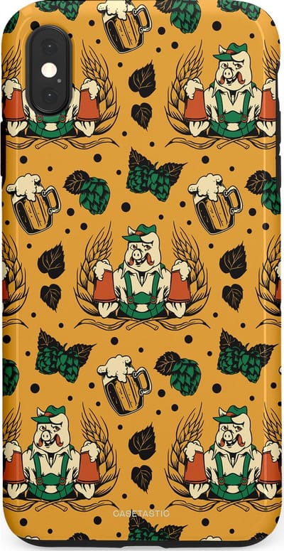 Casetastic hoesje geschikt voor Apple iPhone XS Max - Dubbellaagse bescherming - Oktoberpret - Fashion Case - Goud Taupe Donkergroen Donkergrijs