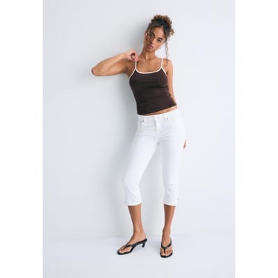 Stradivarius B07 Ribgebreide top met bandjes  Bruin XS