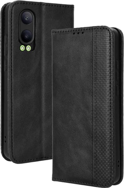 Coverup Hoesje - Geschikt voor OnePlus Nord CE4 Lite 5G Hoesje - Coverup Vintage Style Book Case - Zwart