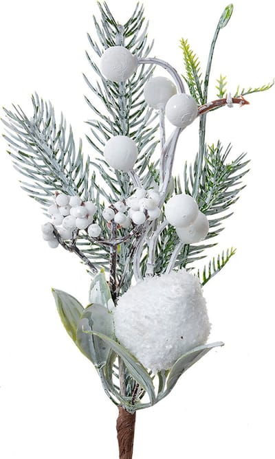 Clayre & Eef Decoratie Tak 26 cm Wit Groen Kunststof