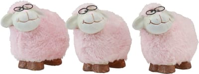 Roze schaap met bril en bont keramiek 10,5×5,5×9cm 3st, 3 Stück