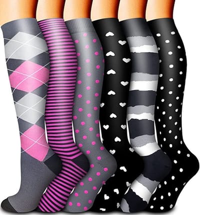Verpakking van 6 paar unisex compressiekousen, kniekousen, steunkousen - beschermende sportcompressiekousen - S/M-2