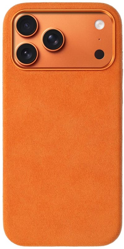 Rosso Avanti Hoesje Geschikt voor Apple iPhone 17 Pro Max | Compatibel met MagSafe / Qi2 | Echt Italiaans Alcantara | Back Cover | Beschermhoes | Oranje