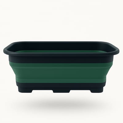 HEM Opvouwbare Afwasbak 8L – Inklapbare Wasbak Camping – Vouwbare Afwasteil / Teiltje / Dienblad – Voor Caravan, Camper of Keuken – Ruimtebesparend – Groen – 37x27x12 cm