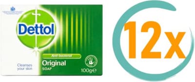 Dettol Antibacteriële zeep blokje 100 Gram -Original Protect - Desinfecterende blokje/tablet/handzeep x 12