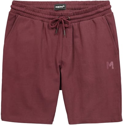 Men Plus - Heren - Sweatbermuda basic elastische tailleband - Pruim - Maat L