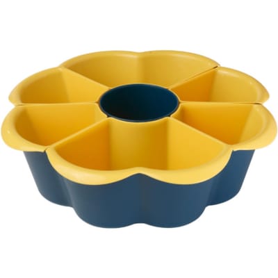 Multirooster Fruitbak 360 graden Draaibaar Multifunctionele Afdruipmand Hot Pot Schotel voor Thuis meer blauwe kleur