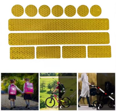 ZOETTT Reflecterende Veiligheids stickers - ORANJE - 13 stuks - Reflectietape voor kinderwagen, buggy, fiets, helm - Zichtbaar in het donker