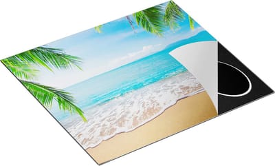 Chefcare Inductie Beschermer Tropisch Strand en Zee - 60x50 cm - Afdekplaat Inductie - Kookplaat Beschermer - Inductie Mat