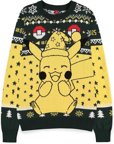 Pokémon - Pikachu Kersttrui - L - Geel