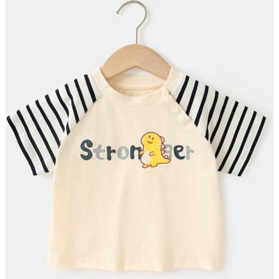Babykleding Casual T-shirts met korte mouwen Zomerkleding Jongens Meisjes Baby Kinderen Kinderen Zomer Tops met halve mouwen 120cm beige